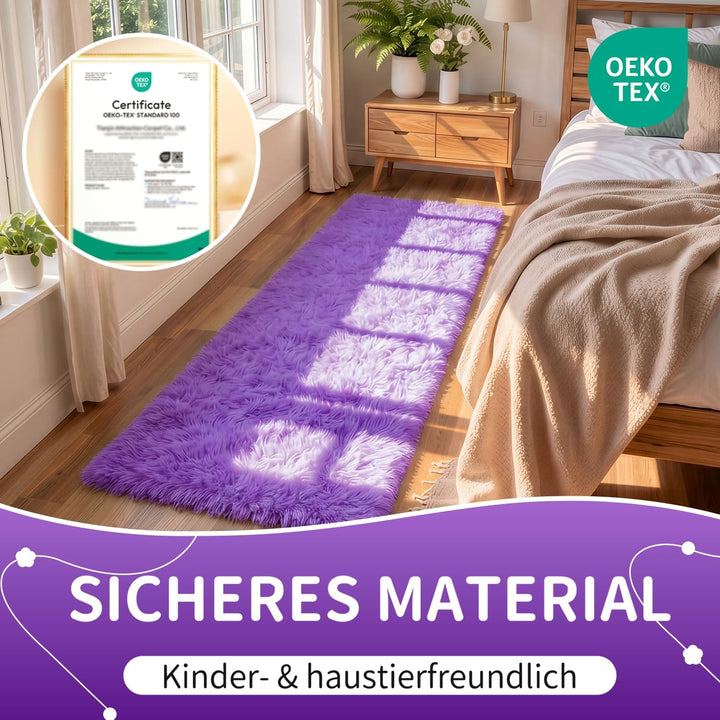 VOFUSHON Wohnzimmer Hochflor Teppich,Shaggy Flur Läufer Teppich Modern Flauschiger Weich Teppich Gro