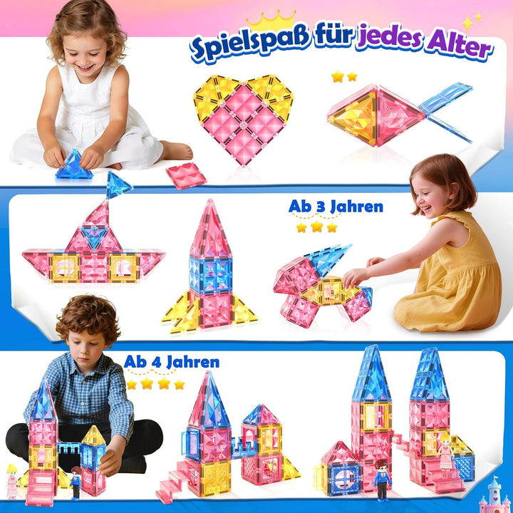 Soyee Magnetische Bausteine 58 Teile Montessori Spielzeug ab 3 4 5 6 7 Jahre Magnetbausteine Geschen
