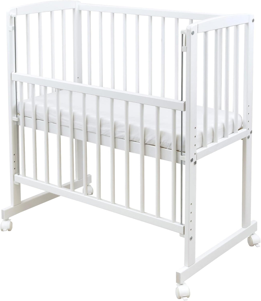 Generisch Baby Delux Beistellbett Babybett Stubenwagen weiss 90x40 mobil mit Rädern inkl. Matratze u