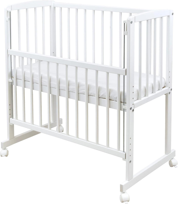 Generisch Baby Delux Beistellbett Babybett Stubenwagen weiss 90x40 mobil mit Rädern inkl. Matratze u