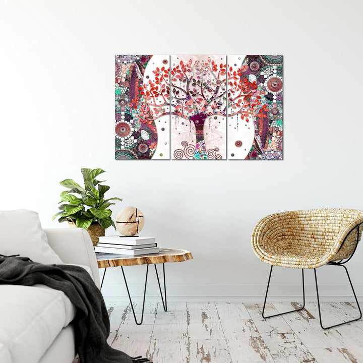 Runa Art Wandbilder Gustav Klimt Baum des Lebens Bild XXL Wohnzimmer Rosa Abstrakt Kunst 120 x 80 cm