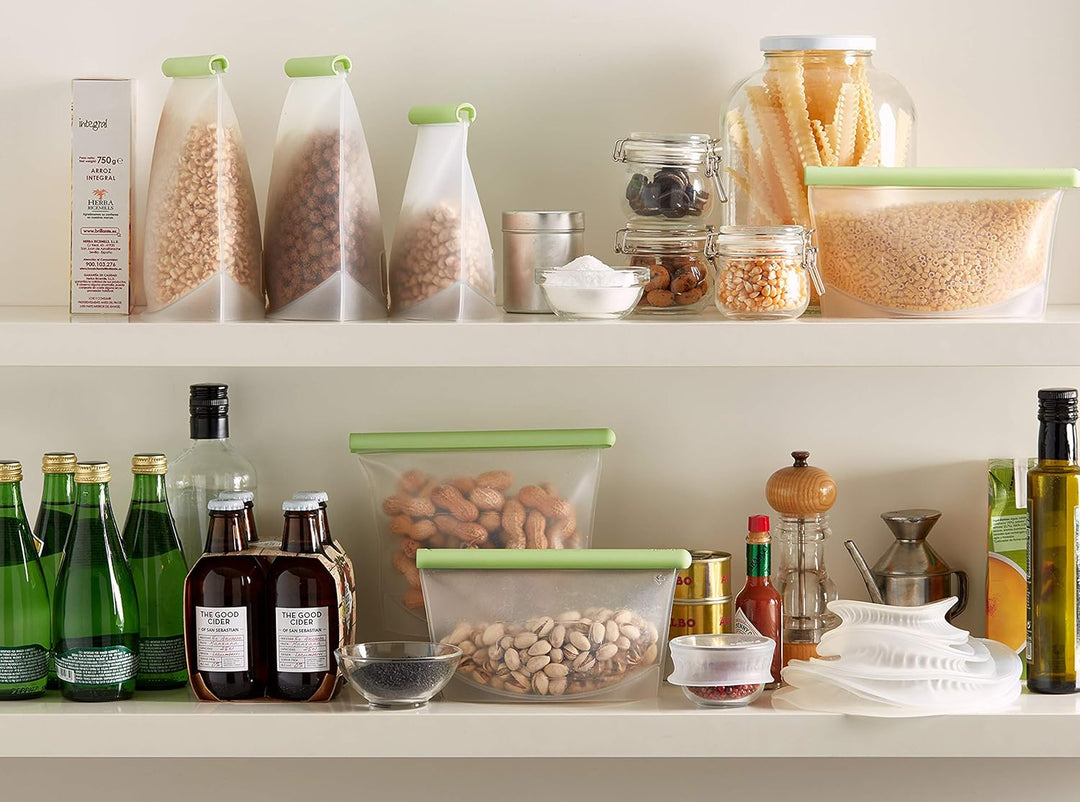 Lékué Silikonbeutel, 3er-Set, wiederverwendbar, grün Kit Grün, Kit Grün