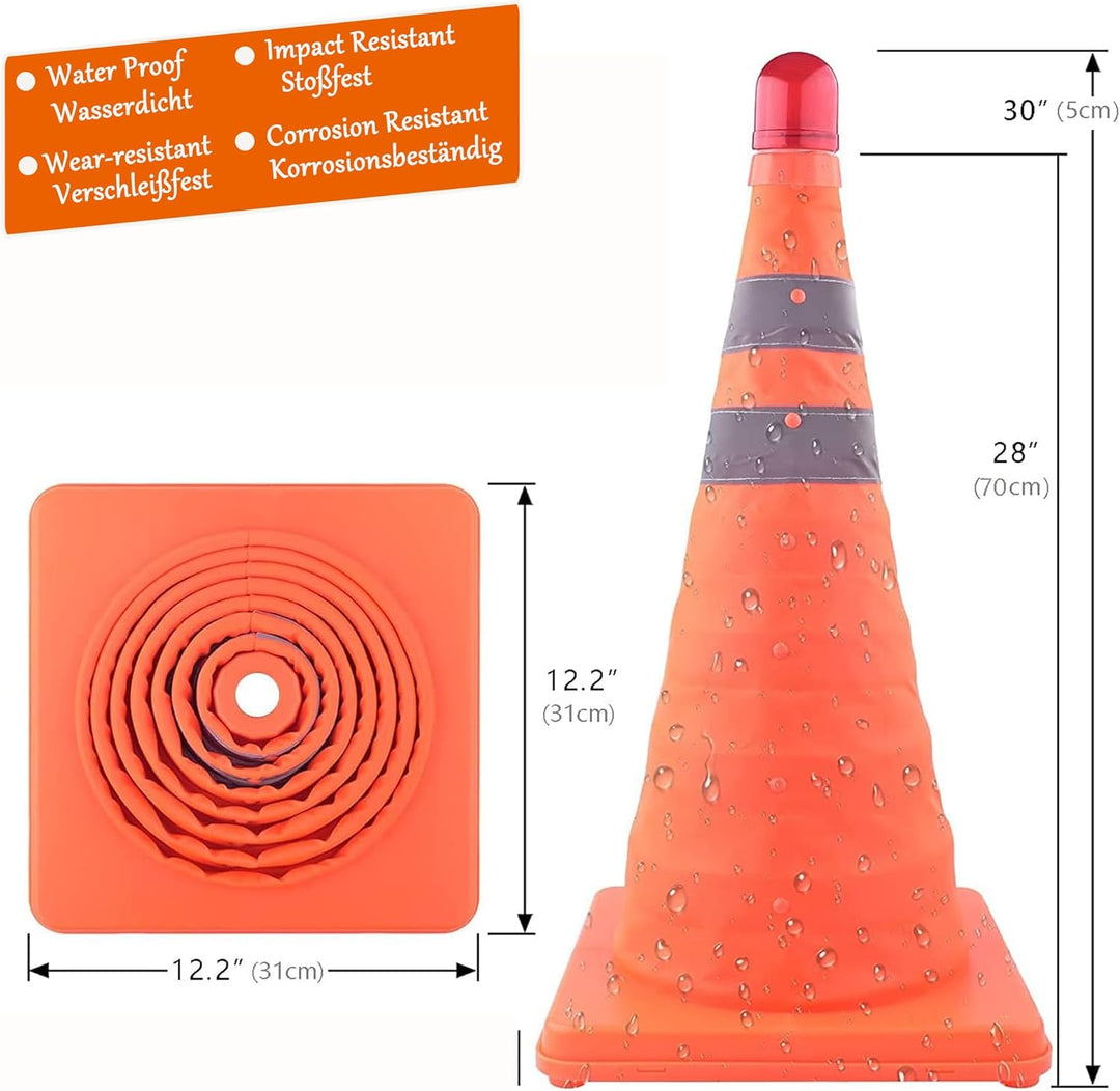 GUARDLEAD Warnleitkegel Pylon, 4 Stück, Faltbare, Mehrzweck-Pop-Up-Reflektierend Strassenparkplatz,