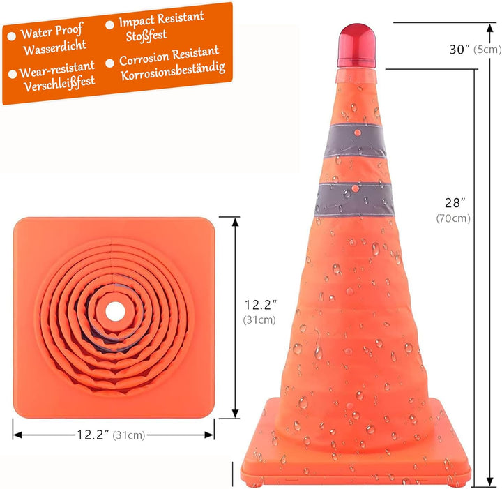 GUARDLEAD Warnleitkegel Pylon, 4 Stück, Faltbare, Mehrzweck-Pop-Up-Reflektierend Strassenparkplatz,