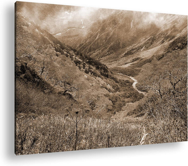 deyoli herbstliches Gelb Format: 80x60 Effekt: Sepia als Leinwandbild, Motiv fertig gerahmt auf Echt