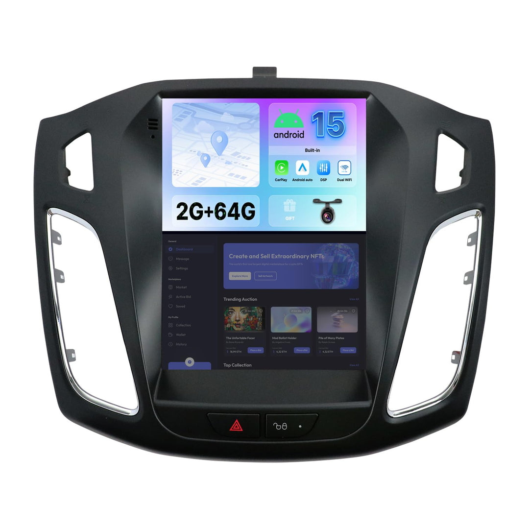 Android 15 IPS Autoradio für Ford Focus MK3 (2012-2017) GPS Navigation Radio - Eingebautes CarPlay A