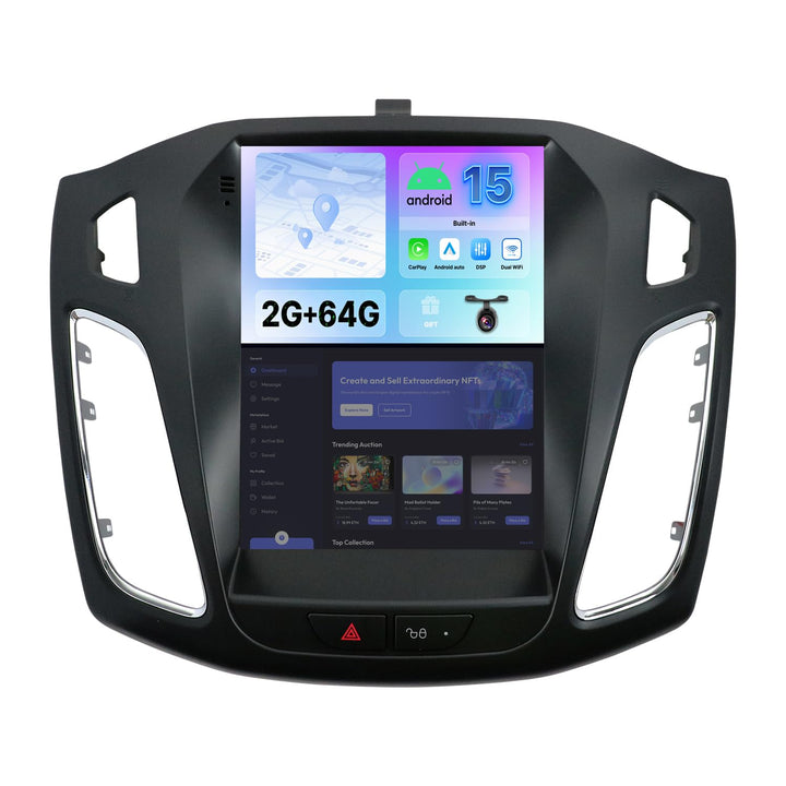Android 15 IPS Autoradio für Ford Focus MK3 (2012-2017) GPS Navigation Radio - Eingebautes CarPlay A
