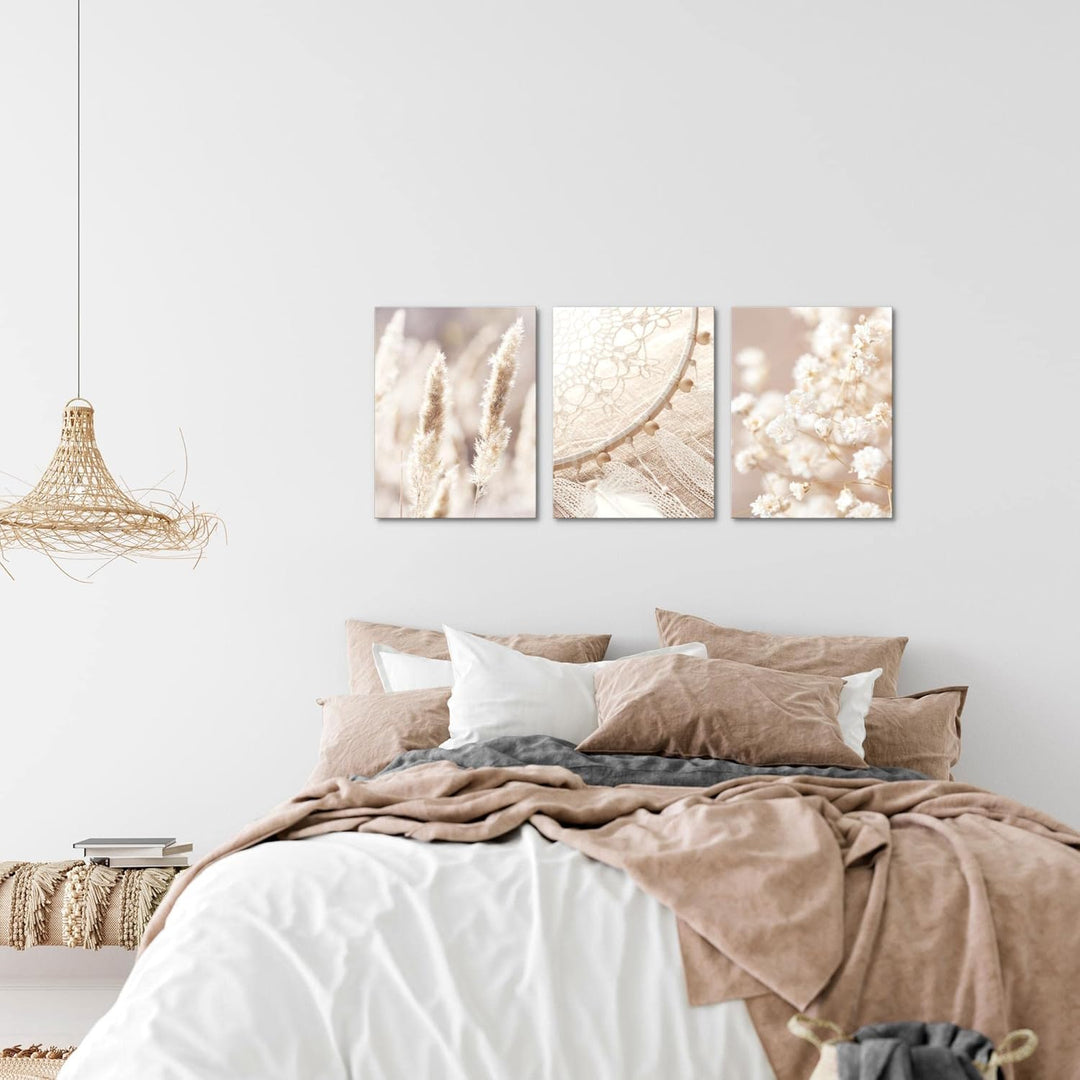Novart FERTIG ZUM AUFHÄNGEN - Wandbilder Set Boho Style - Beige Bild XXL Wohnzimmer N008735a, 30x40