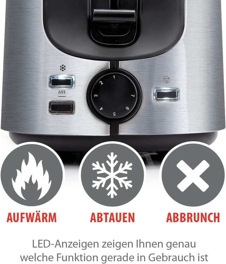 alpina Toaster 2 Scheiben - Toaster mit Brötchenaufsatz - 7 Stufen Küchengeräte - Toaster Sandwichto