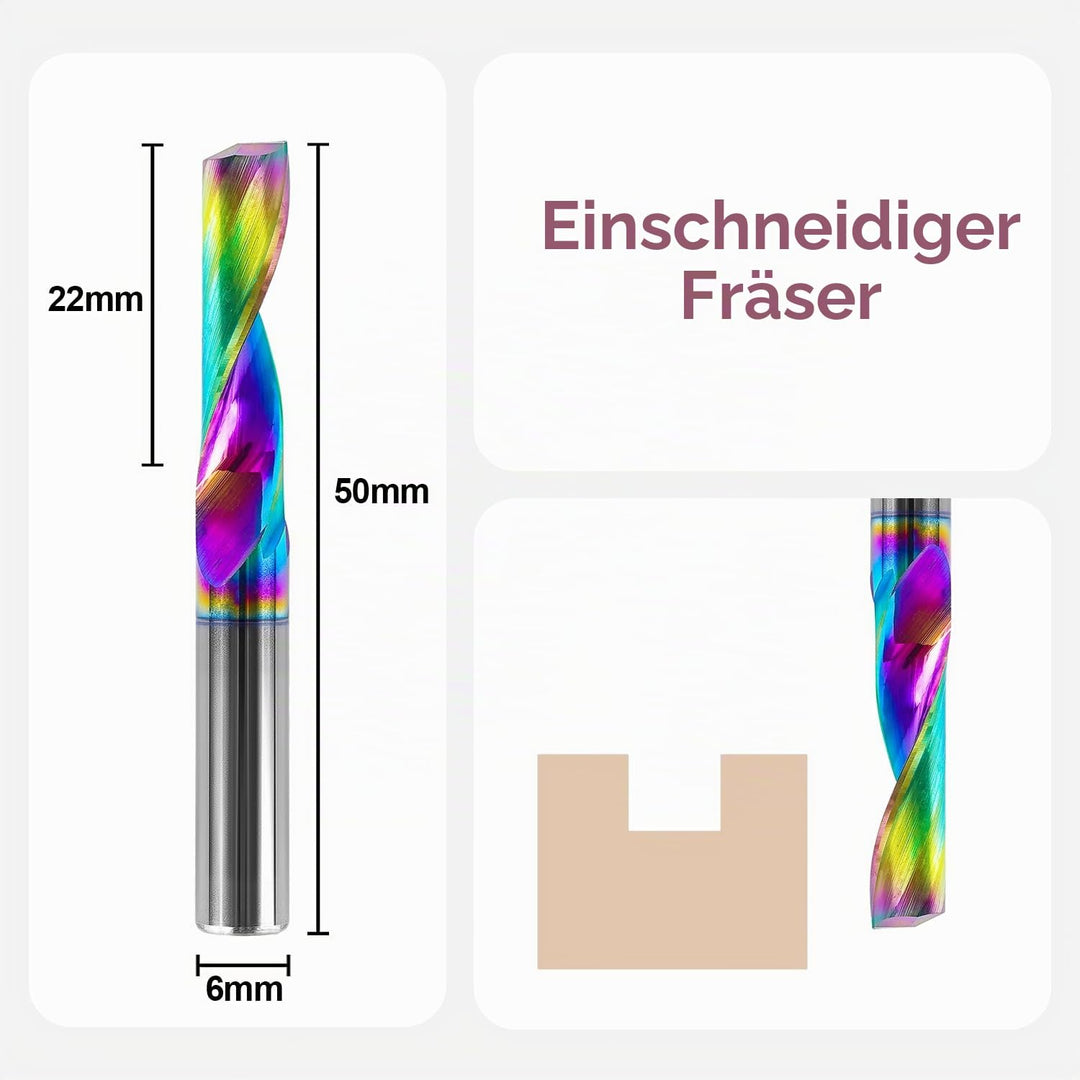 SpeTool 2 Stück Alu Fräser 6mm Schaft Einschneider Fräser VHM Fräser Schaftfräser Fräser Aluminium 2