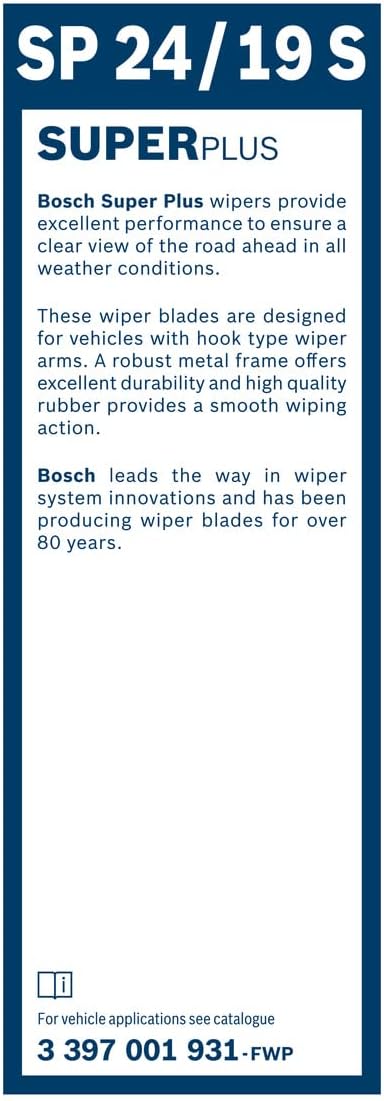 Bosch Scheibenwischer Super Plus Spoiler SP24/19S, Länge: 600mm/475mm − Set für Frontscheibe - Nur f