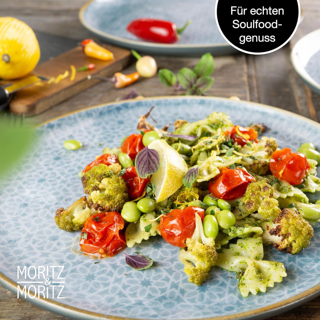 Moritz & Moritz TERRA 6-tlg Dinner Teller Set - Ø 27 cm - Mediterrane Teller in strahlendem Azurblau