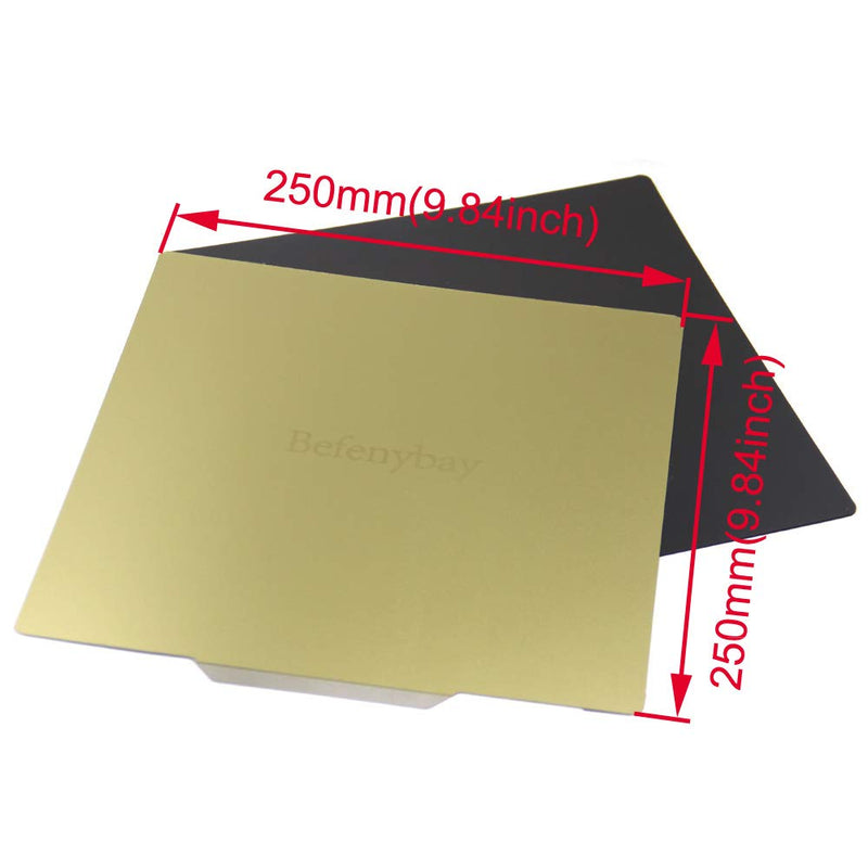 Befenybay Flexible Abnehmbare PEI-Metallblechbett Magnetische beheizte Bettauflage 250x250mm für 3D-