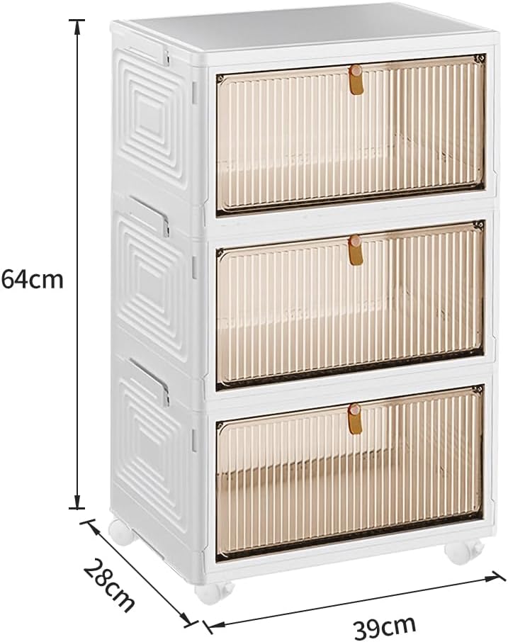 Faltbare Aufbewahrungsbox, Organizer aus Kunststoff mit Deckel und Riemenscheibe, 3 grosse Schublade