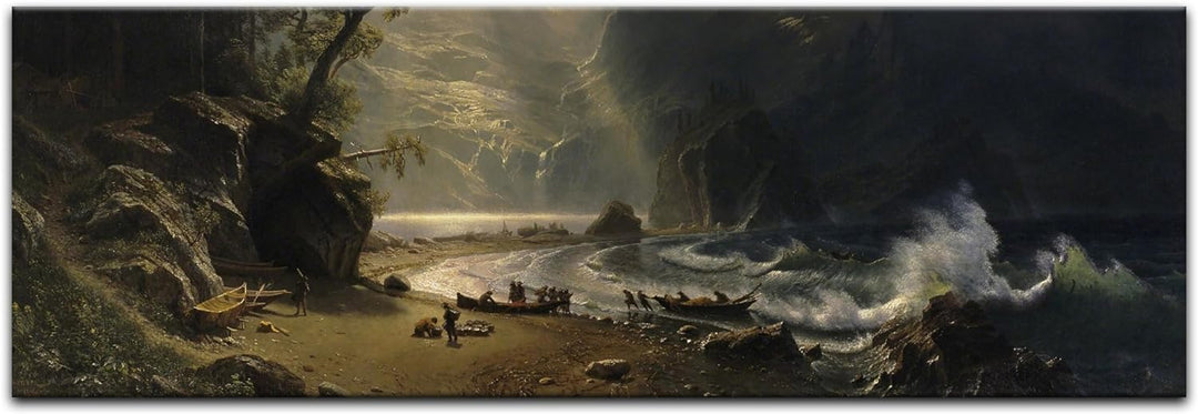 Bilderdepot24 Bild auf Leinwand | Albert Bierstadt Puget Sound on the Pacific Coast in 120x40 cm als
