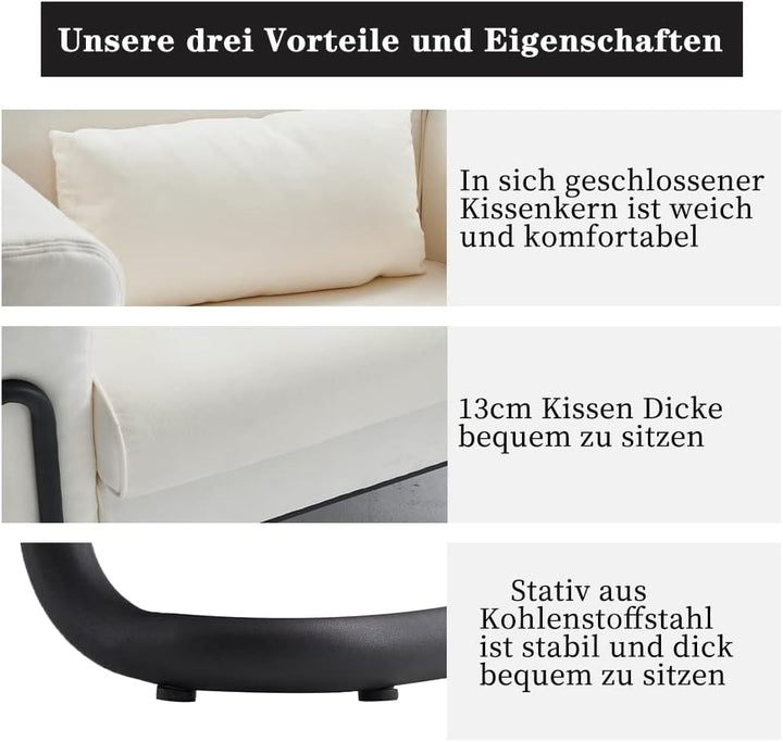 Mingone Sofa Sessel Creme Couch Modern Design TV Sessel Wohnzimmer Einzelsofa Loungesessel Leinen Re