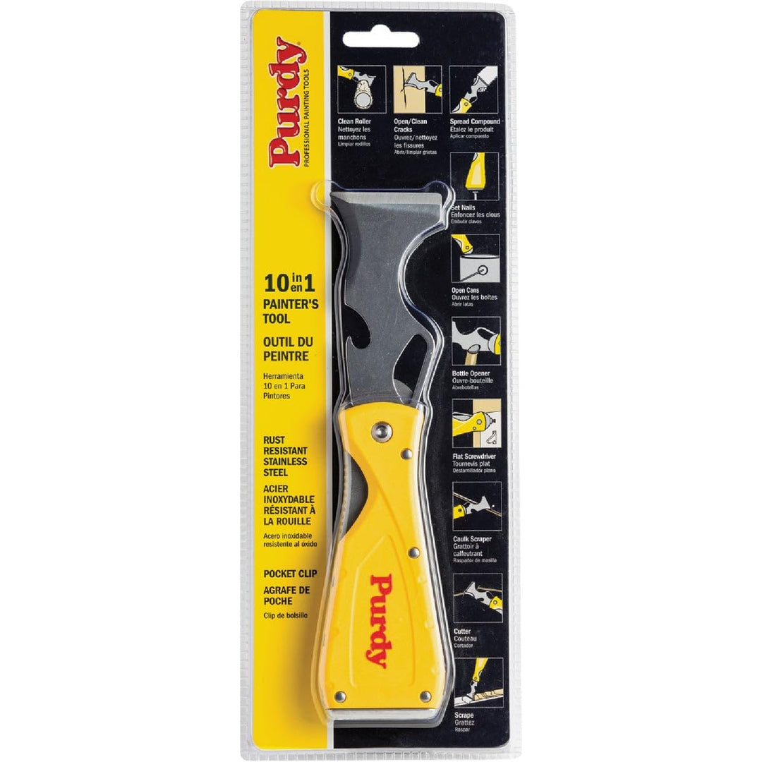 Purdy 10 in 1 Faltbare Maler Multi Tool Edelstahl Schaber Kitt Messer Hammerhead Nagel Set Einzelbet