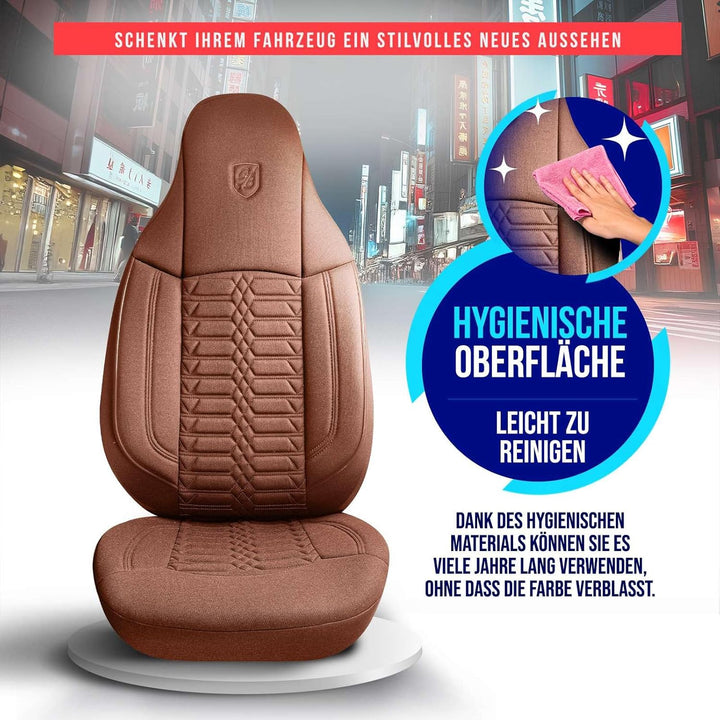 Autositzbezüge Universal für Wohnmobil & Caravan - Vordersitze Auto Sitzbezug aus Lacoste-Stoff, Ter