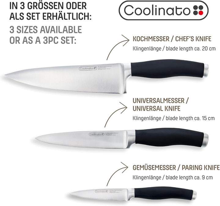 Coolinato Profi Küchenmesser - Kochmesser 20cm, extrem scharf, Japanischer Klingenstahl, Soft Grip G