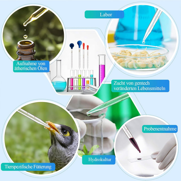 4 Stück 10ml Glass Skala Graduated Tropfer Droppers Tropfenzähler Lab Pipettes Dropper Liquid Pipett