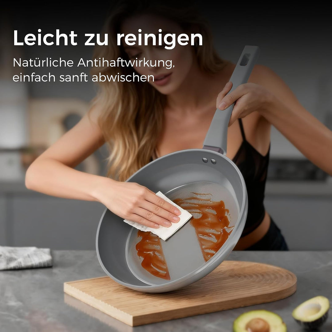 Sanho Bratpfanne 30cm, Keramikpfanne Antihaft Induktion, Omelette Pfanne, 30cm