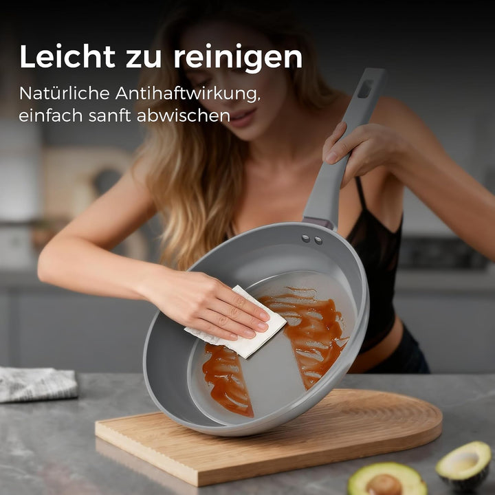 Sanho Bratpfanne 30cm, Keramikpfanne Antihaft Induktion, Omelette Pfanne, 30cm