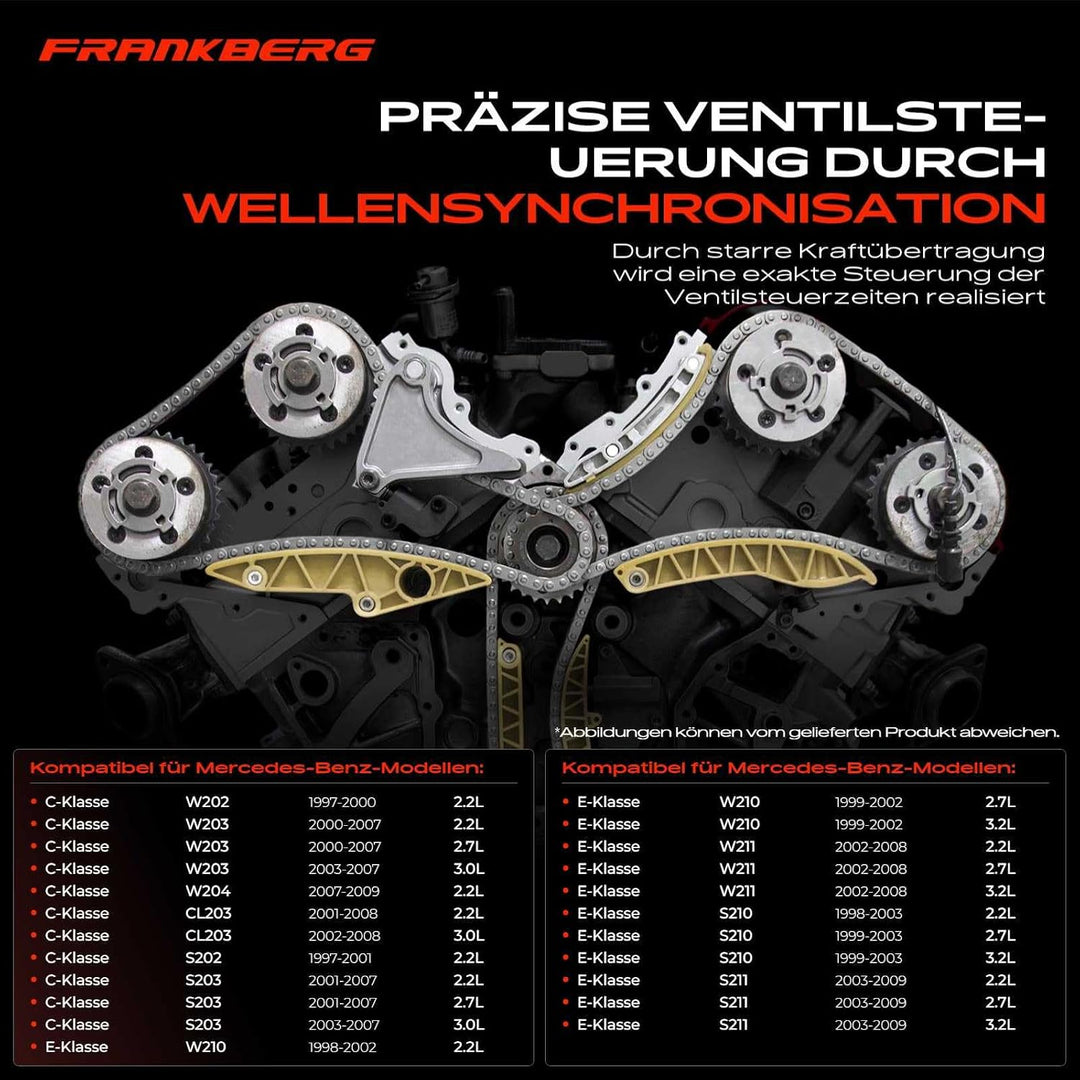 Frankberg Steuerkettensatz Kompatibel mit W202 CL203 C209 W210 S210 W461 W163 W220 B901 B902 B906 W6