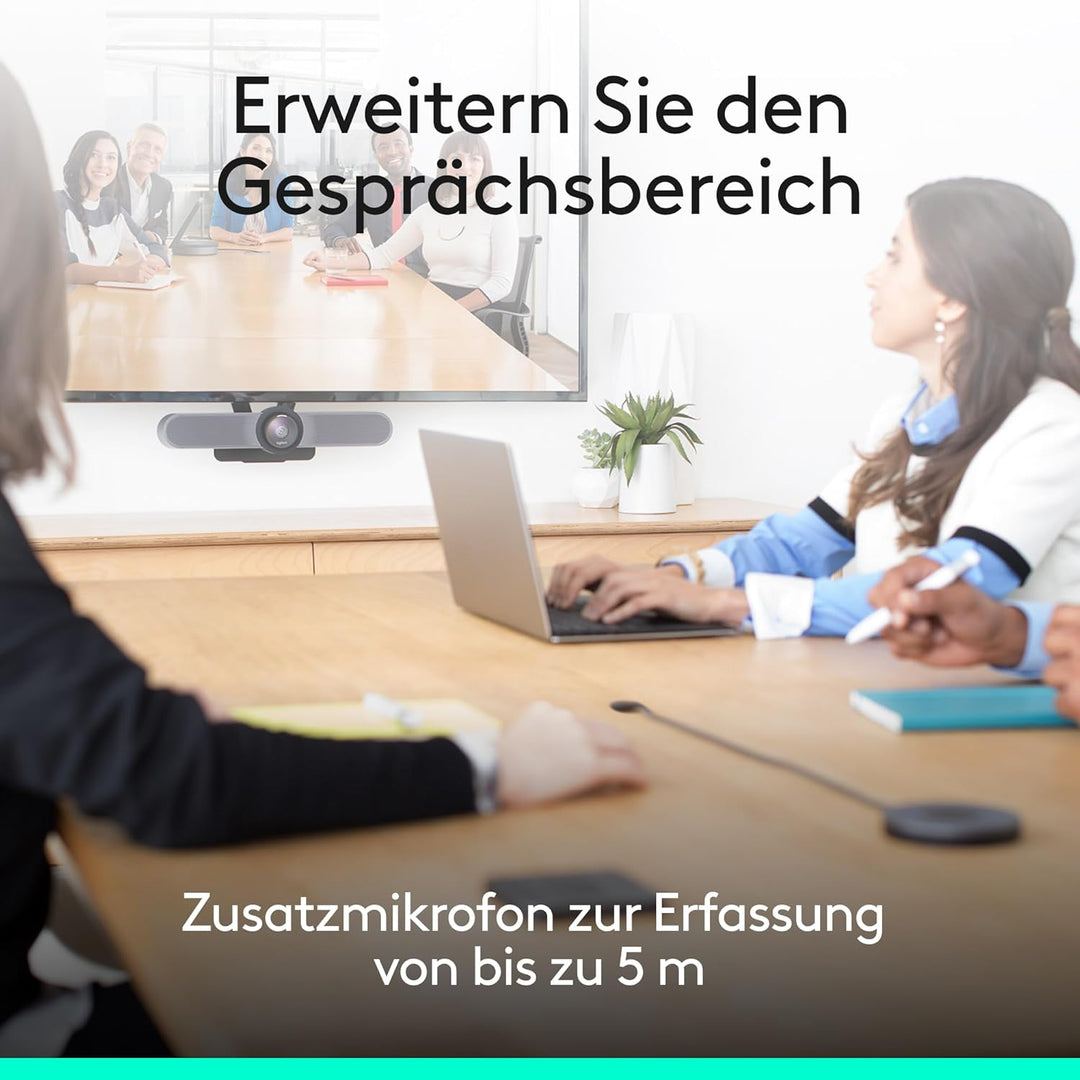Logitech MEETUP Videokonferenz-Webcam, Ultra-HD 4K, 120° Blickfeld, Motorisierte Neigung, Integriert