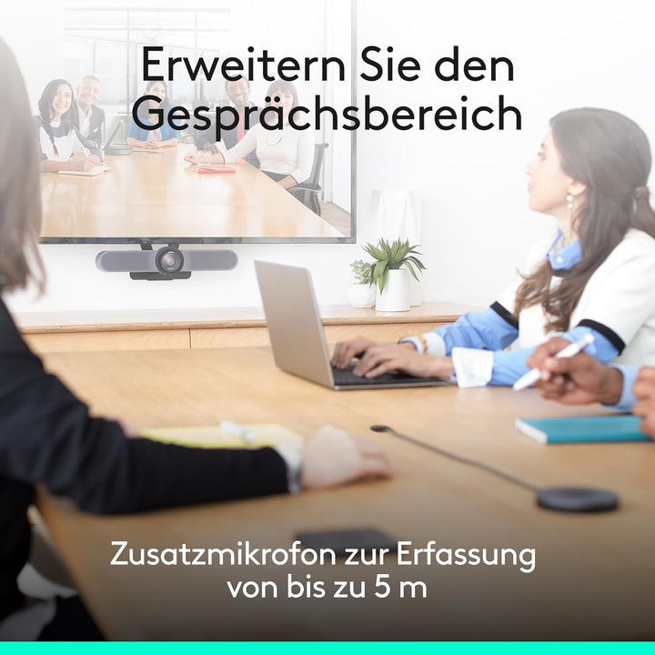 Logitech MEETUP Videokonferenz-Webcam, Ultra-HD 4K, 120° Blickfeld, Motorisierte Neigung, Integriert