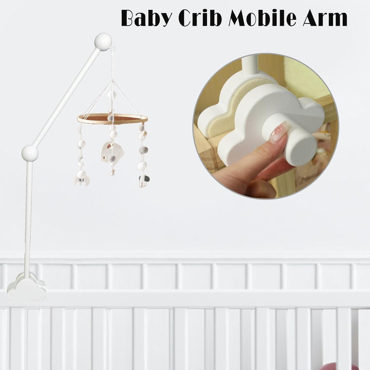 Mobile Halterung Weiss, AolKee Mobile Halterung Holz, Mobile Baby, Abnehmbarer Verstellbarer Kinderb