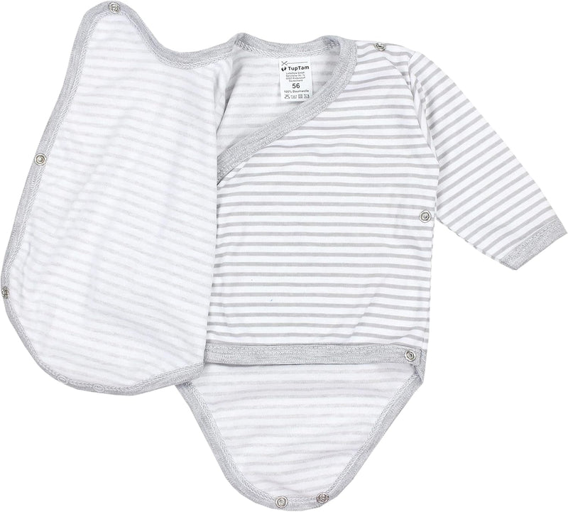 TupTam Baby Unisex Langarm Wickelbody im 5er Set 56 Farbenmix 1, 56 Farbenmix 1