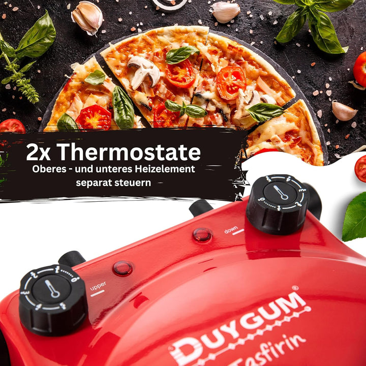 TruWare Pizzaofen elektrisch bis 400 Grad | Elektrischer Pizzabäcker mit Pizza-Schieber Steinplatte