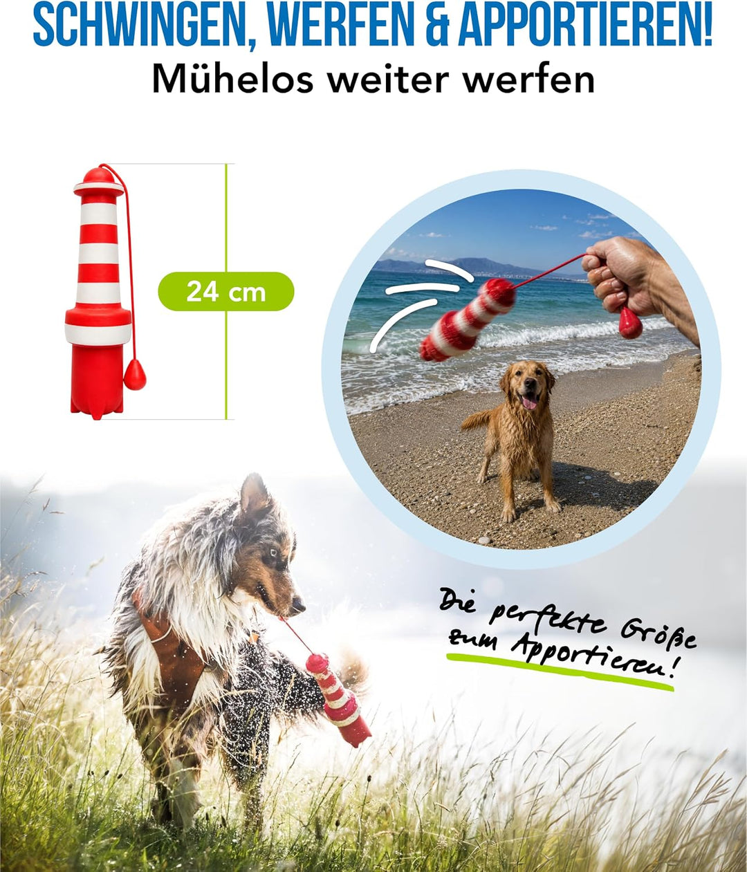 Rogz Leuchtturm Floating Hundespielzeug