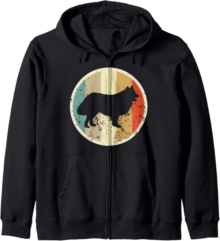 Retro Vintage Grunge Style Finnischer Lapphund Hunde Kapuzenjacke