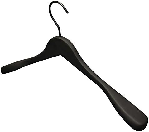 GERSO Kleiderbügel Premium 45 cm – 50er Pack – Massivholz schwarz gummiert – Formbügel mit drehbarem