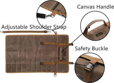 Denifiter Professionelle Kochmessertasche mit schnittfestem Material, strapazierfähigem 16oz gewachs