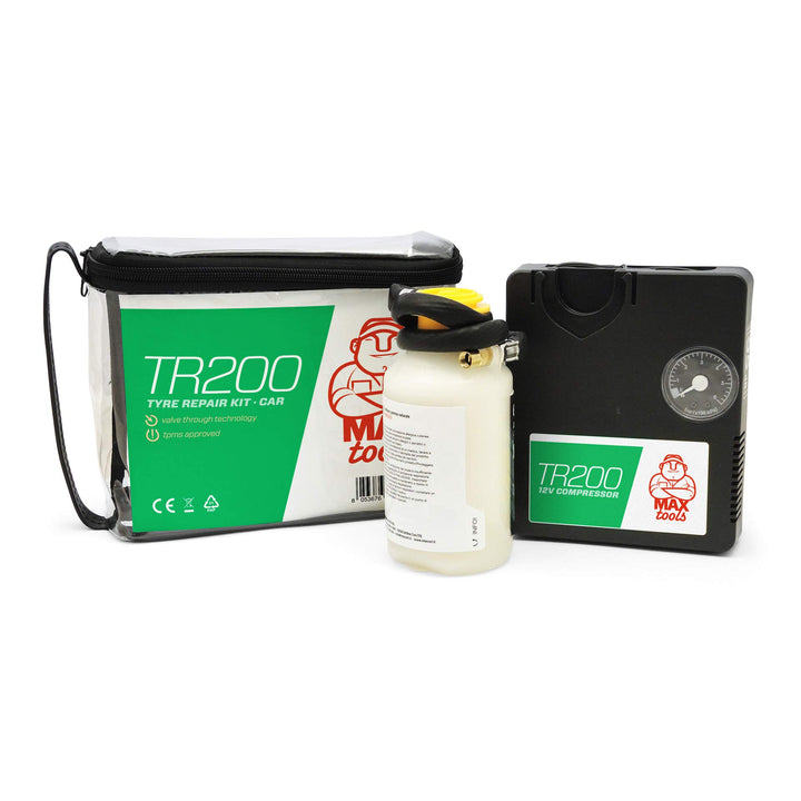 Tire Repair Kit CAR with "valve through" technology, for generic cars.