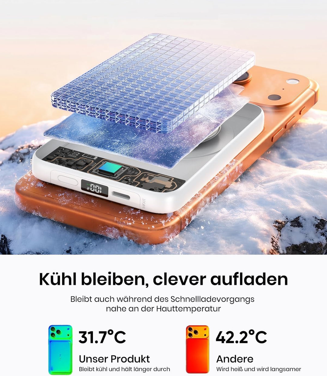 A ADDTOP Power Bank, 10000mAh Magnetische Powerbank, Kabelloses Tragbares Ladegerät mit USB-C EIN-/A