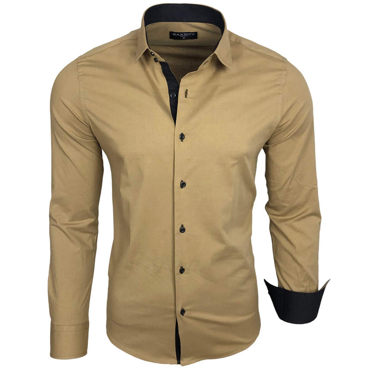 Baxboy Herren-Hemd Langarm/Business Freizeit Hochzeit/Bügelleicht/Slim-Fit/Anzug Kentkragen Hemd B-5
