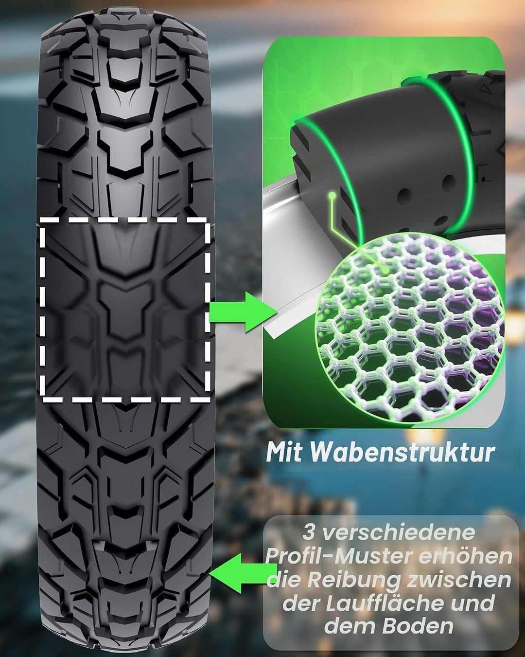 BABEJIA 2PCS E Scooter Reifen 50/75-6.1 Tubeless, Werten Sie Ihr Scooter auf mit Reifen 8 1/2 x2, Vo