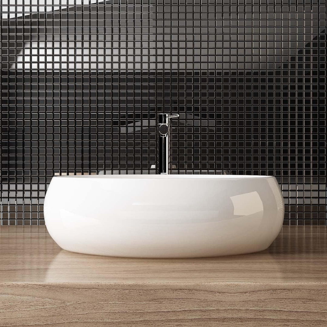 Waschbecken24 | Premium Waschbecken mit Lotus-Effekt für das Badezimmer und Gäste-WC (48x34x14cm, We