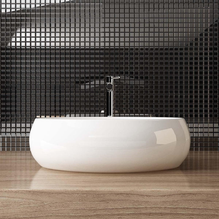 Waschbecken24 | Premium Waschbecken mit Lotus-Effekt für das Badezimmer und Gäste-WC (48x34x14cm, We