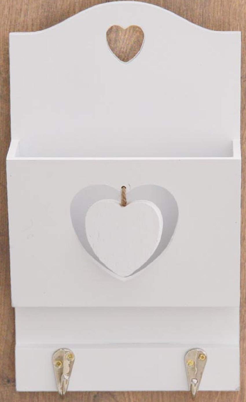 Dio dekorative Zettelbox aus Holz weiss mit 2 Haken