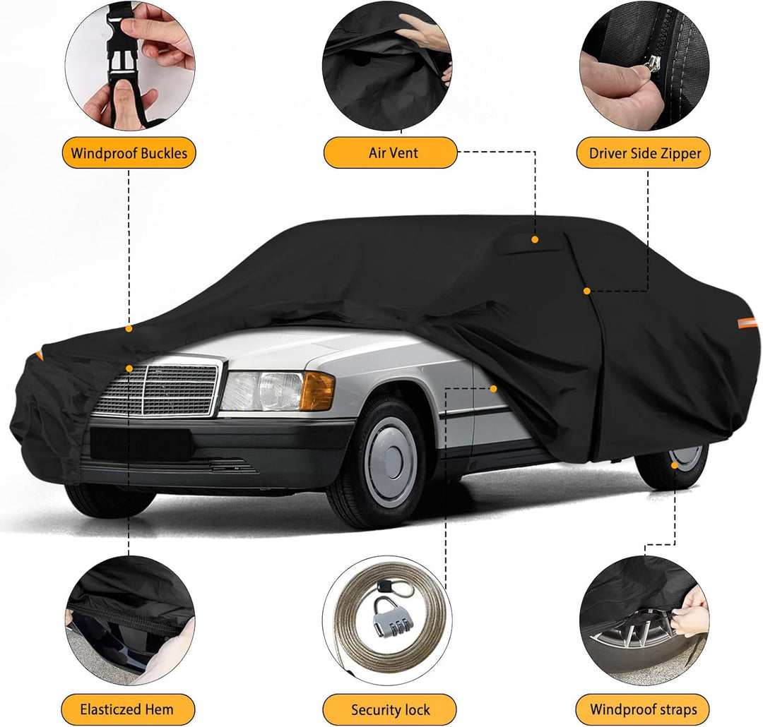 Autoabdeckung Wasserdicht für 1982-1993 Mercedes-Benz W201, Vollgarage Autoplane Auto Abdeckplane Wi