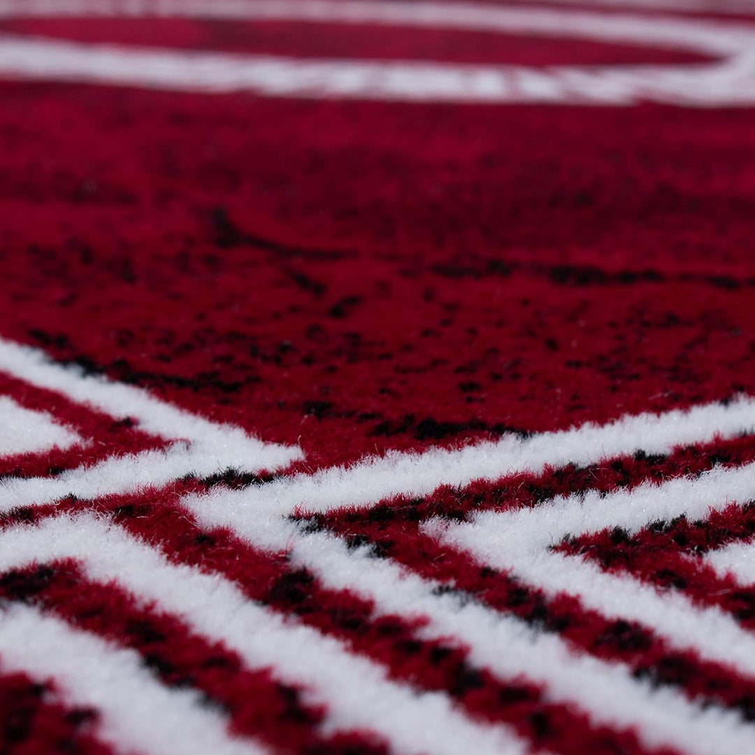 Carpetsale24 Teppich Wohnzimmer Marmor Optik mit Mäander Bordüre Muster Rot Meliert 240 x 340 cm - K