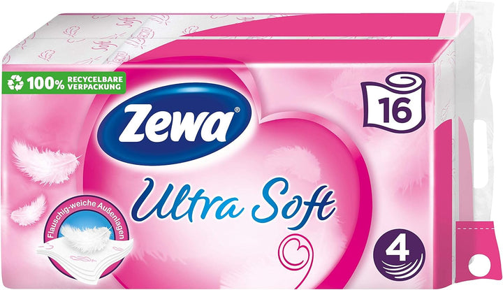 Zewa ultra soft Toilettenpapier, extra weiches WC-Papier 4-lagig mit zuverlässiger Komfortlagen-Qual