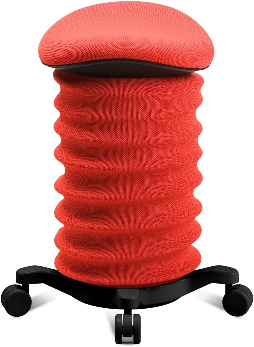 TOPSTAR Sitness 4D mit Rollen - AGR-Zertifiziert Dynamischer Sitzhocker schwarz - coralrot, ergonomi