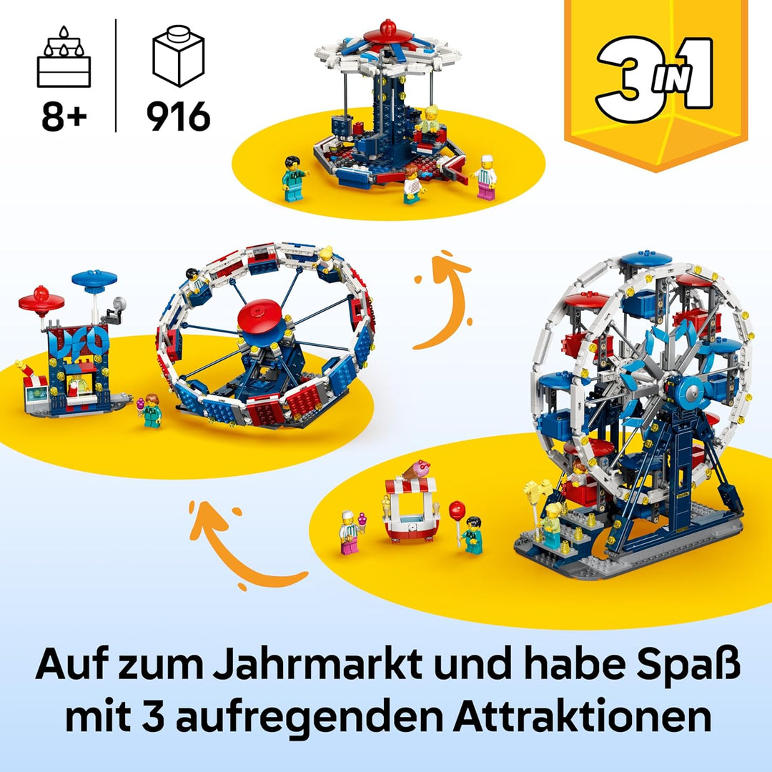 LEGO Creator 3-in-1-Set Legendäres Riesenrad - Spielzeug mit 3 Bauoptionen: Riesenrad, UFO-Fahrgesch