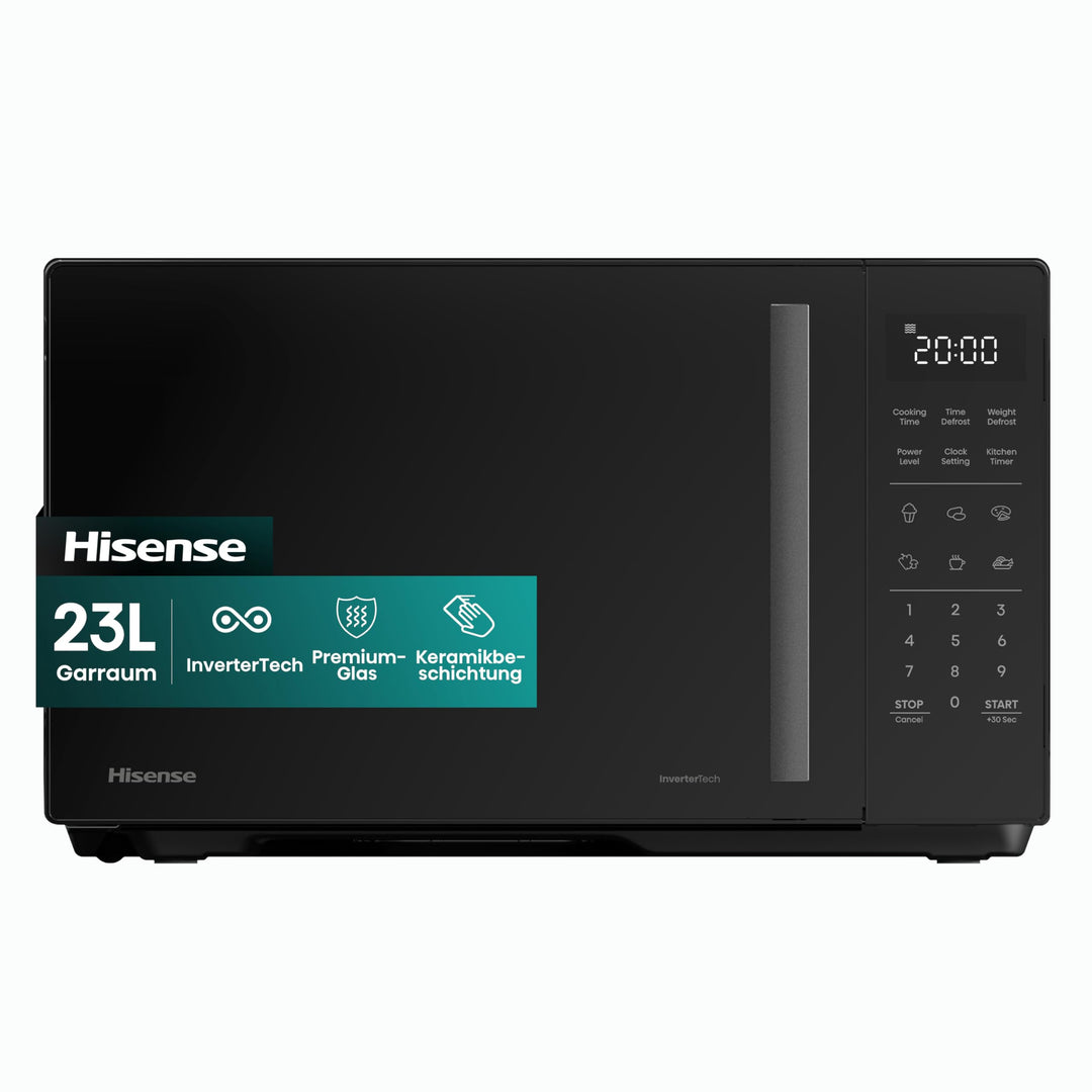 Hisense H23MOBS4HI Mikrowelle /23 L /900W /InverterTech/Keramikbeschichtung/Premium Glas/Massgeschne