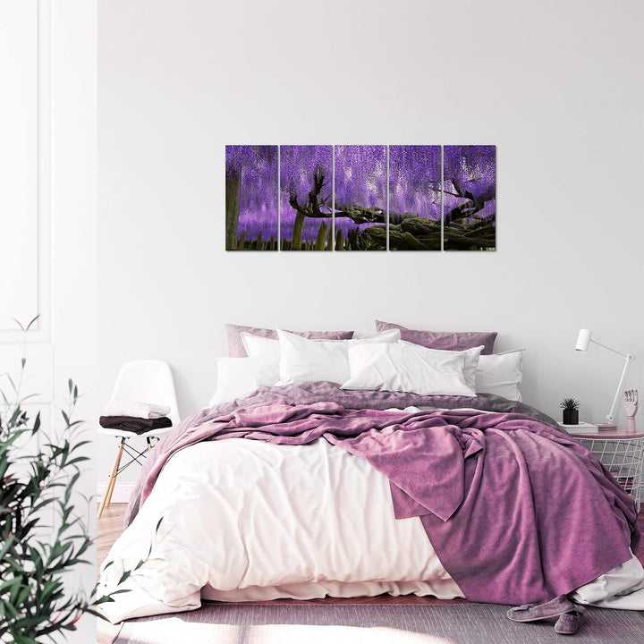 Runa Art Bild Wald Landschaft Wandbilder auf Vlies Leinwand 5 Teilig Wanddekoration Schlafzimmer Woh